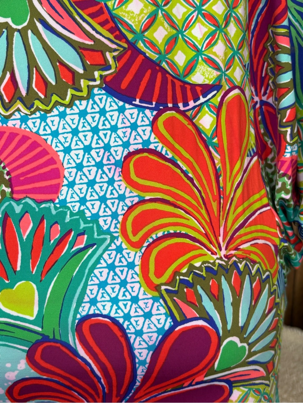 Trina Turk Small Swim Cover Up Tropical Floral Batwing Sleeve Tunic Beach - Picture 12 of 16